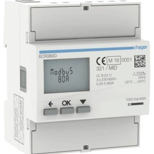 Hager ECR380D ECR380D kWh-meter 1-fase en 3-fasen 1 stuk(s) Hager ECR380D ECR380D kWh-meter 1-fase en 3-fasen 1 stuk(s)