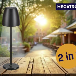 Megatron TAVOLA Solar MT68059 Tafellamp met accu LED 2 W Zwart Megatron TAVOLA Solar MT68059 Tafellamp met accu LED 2 W Zwart