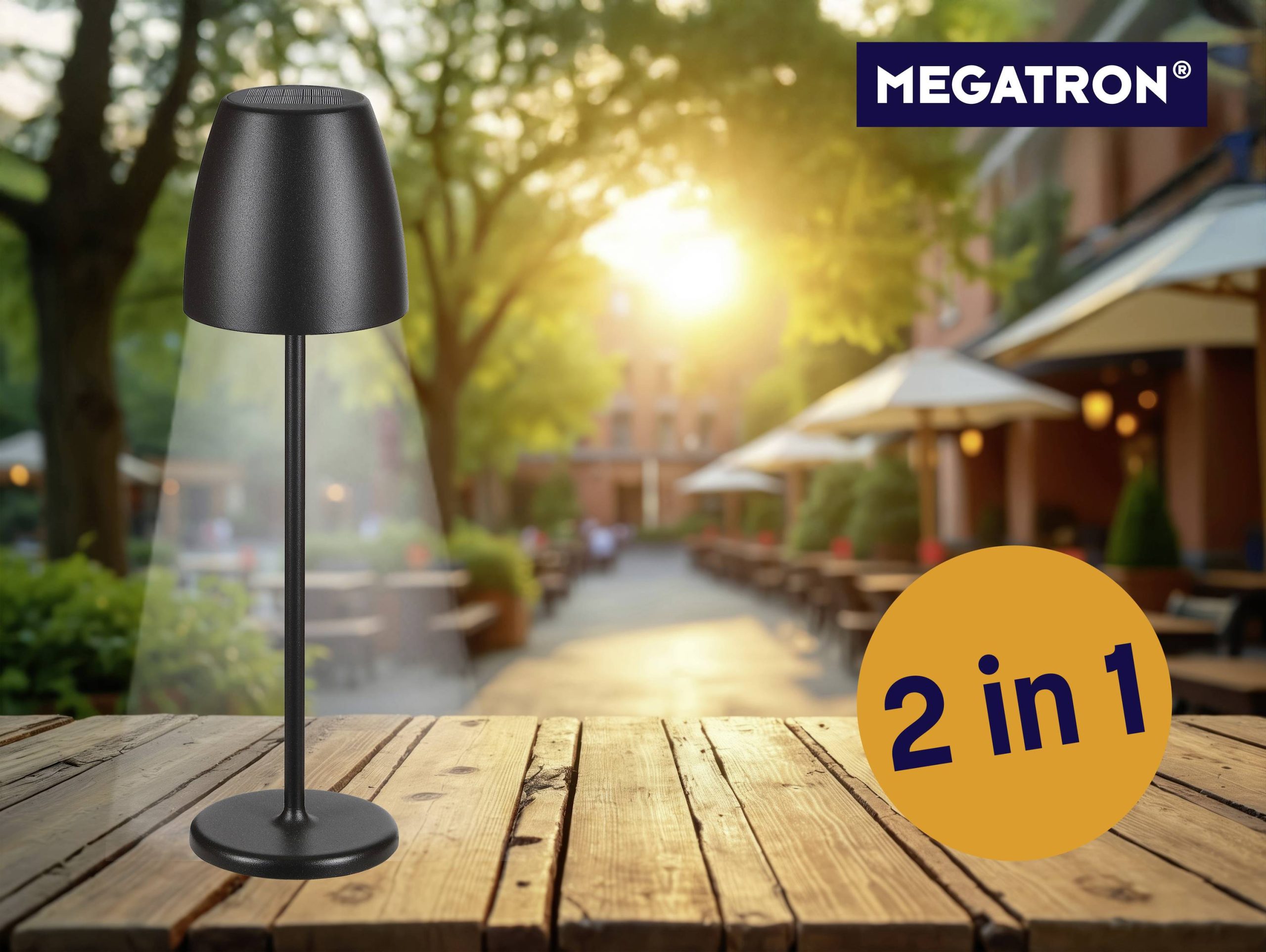 Megatron TAVOLA Solar MT68059 Tafellamp met accu LED 2 W Zwart