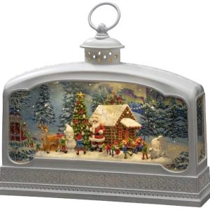 Konstsmide 4290-200 LED-lantaarn Kerstman met dieren Warmwit LED Wit Watergevuld, Timer Konstsmide 4290-200 LED-lantaarn Kerstman met dieren Warmwit LED Wit Watergevuld, Timer