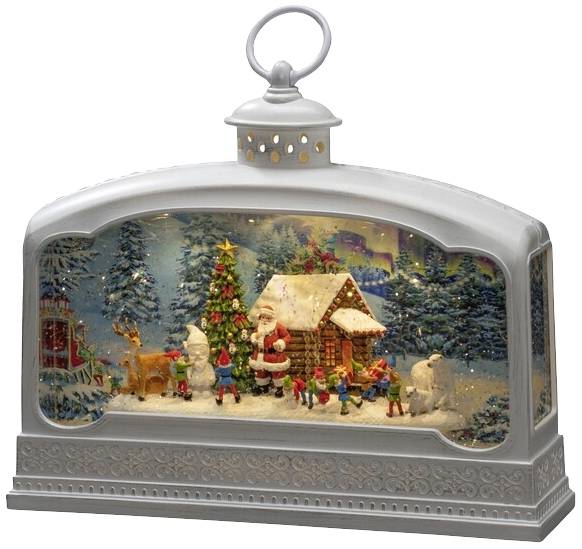 Konstsmide 4290-200 LED-lantaarn Kerstman met dieren Warmwit LED Wit Watergevuld, Timer