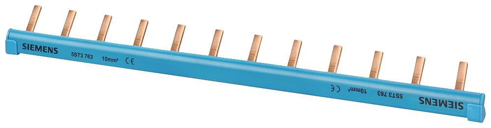 Siemens 5ST3763 Male verzamelrail, 1-fasig 10 mm2, 12 pennen, isolatie blauw snijdbaar Penverzamelrail 10 stuk(s)