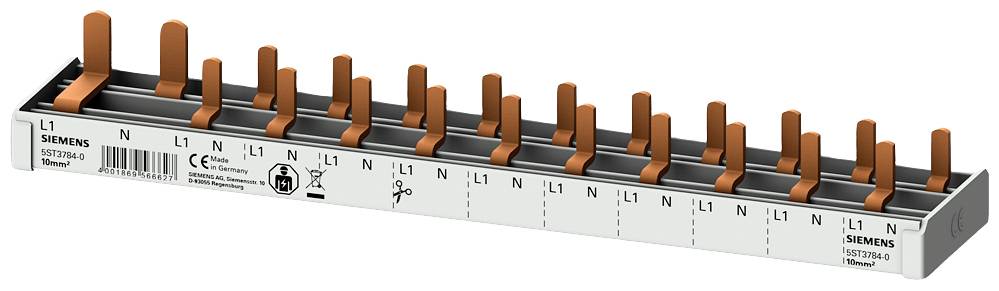 Siemens 5ST37840 Pensa.rail compact, 10 mm2 aansluiting: 1p/N (FI N-rechts) 1x FI 2-polig Penverzamelrail 1 stuk(s)