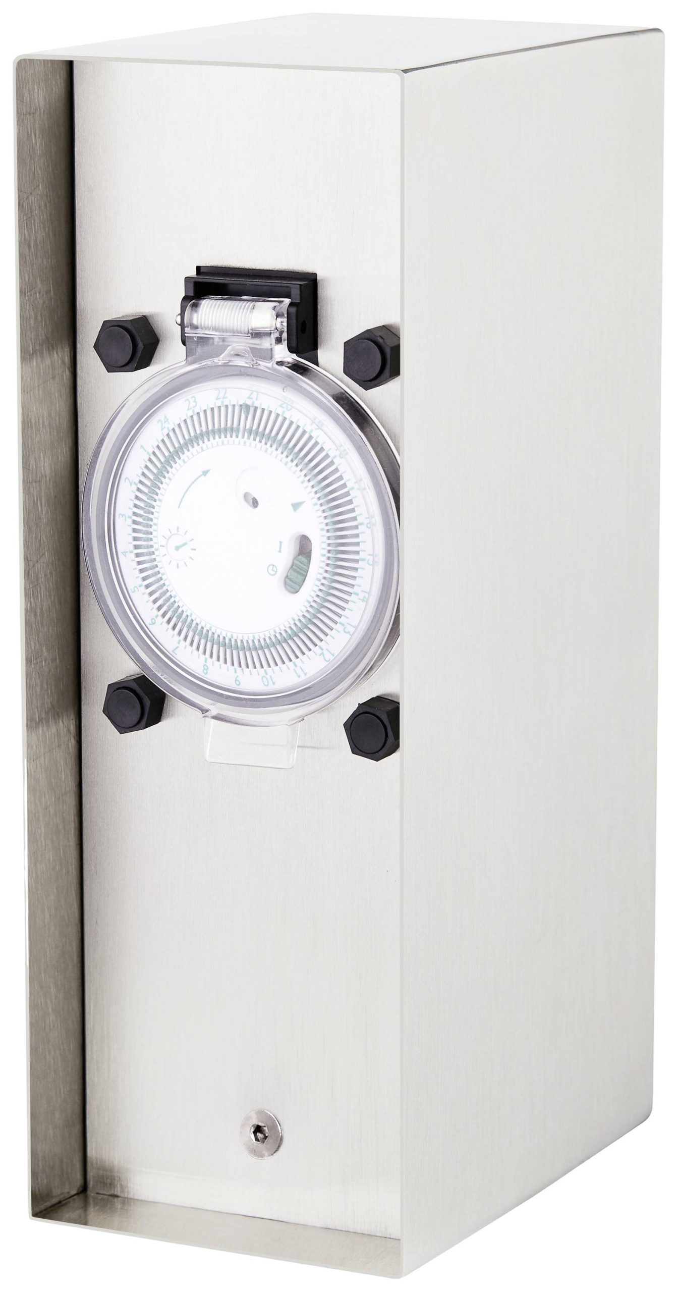 BOLD 10039 Buitenstopcontact met schakelklok 2-voudig RVS Zonder kabel, Met schakelklok