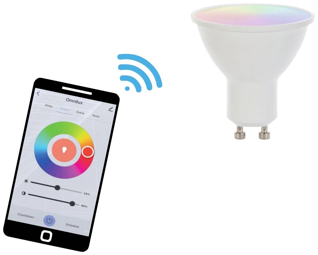 Omnilux 88000015 LED-lamp Energielabel F (A - G) GU10 4 W Warmwit tot koudwit (Ø x l) 50 mm x 55 mm 1 stuk(s)