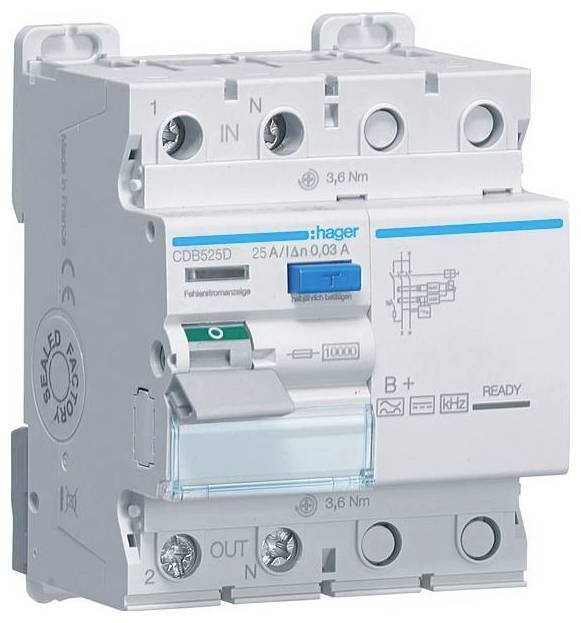 Hager CDB525D CDB525D Aardlekschakelaar 25 A 230 V