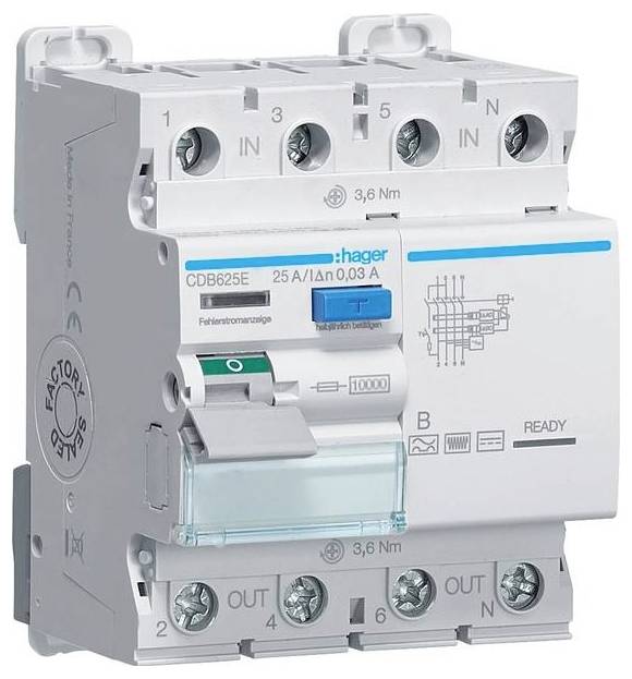 Hager CDB625E CDB625E Aardlekschakelaar 25 A 230 V, 400 V