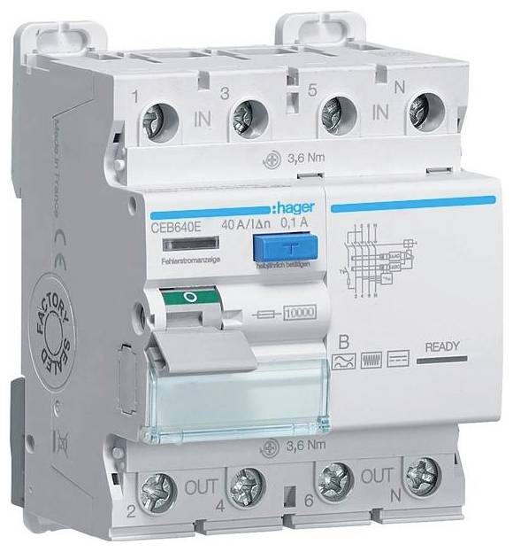 Hager CEB640E CEB640E Aardlekschakelaar 40 A 230 V, 400 V