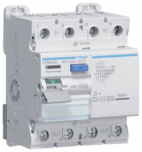 Hager CFB640D CFB640D Aardlekschakelaar 40 A 230 V, 400 V