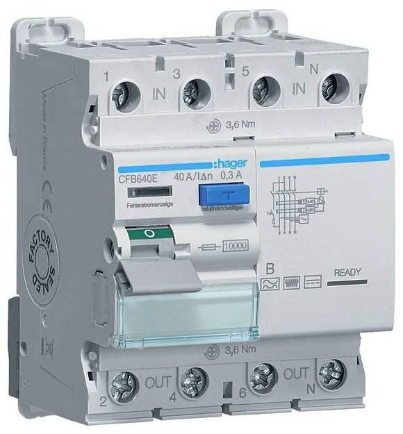 Hager CFB640E CFB640E Aardlekschakelaar 40 A 230 V, 400 V