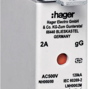Hager LNH0002M NH-zekering Afmeting zekering : 000 2 A 1 stuk(s) Hager LNH0002M NH-zekering Afmeting zekering : 000 2 A 1 stuk(s)