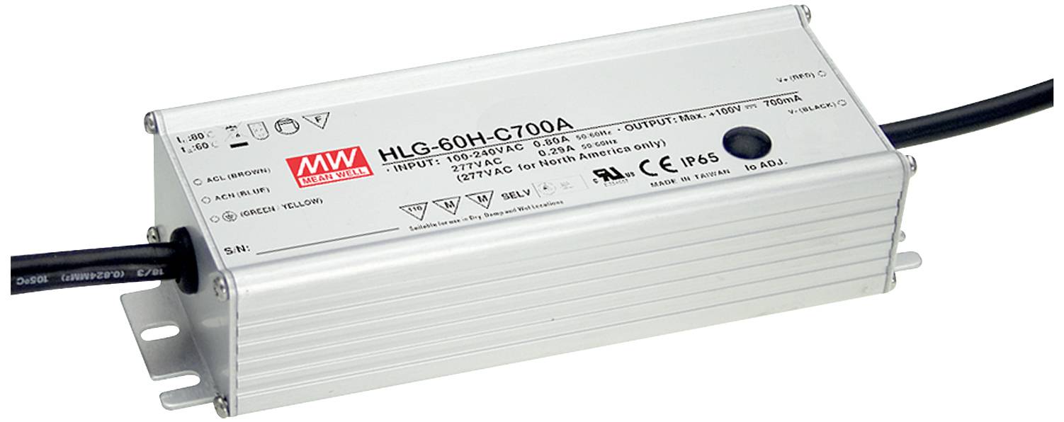 MEAN WELL LED-transformator 70 W 700 mA 50 - 100 V Dimbaar 1 stuk(s)