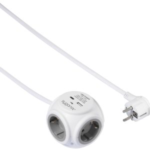 Sygonix SY-5827192 Stekkerdooskubus 3-voudig Wit, Grijs Randaarde stekker 1 stuk(s)
