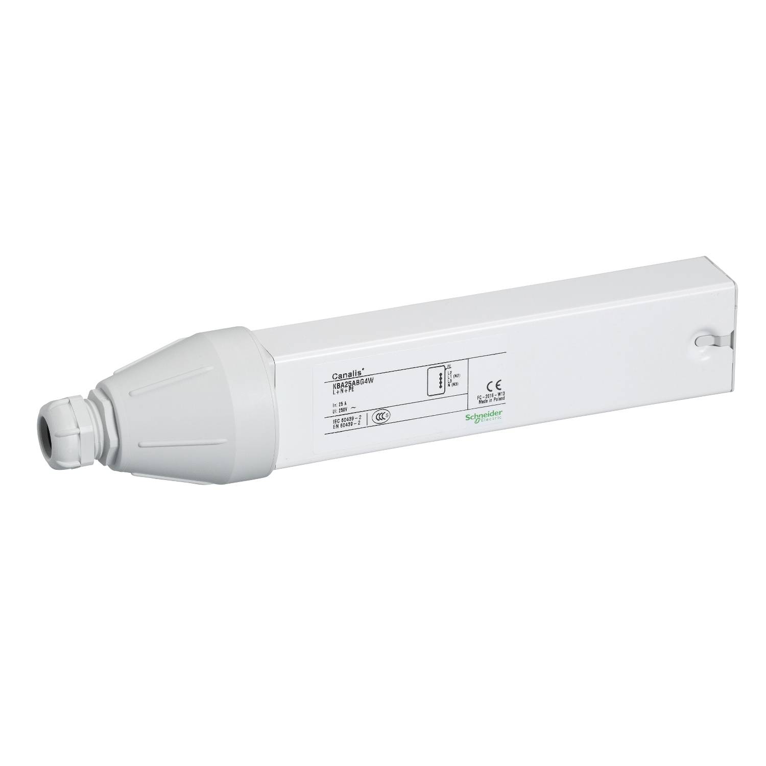 Schneider Electric KBA25ABG4W KBA, eindvoeding, 25A, montage links, Eindvoeding Wit 1 stuk(s)