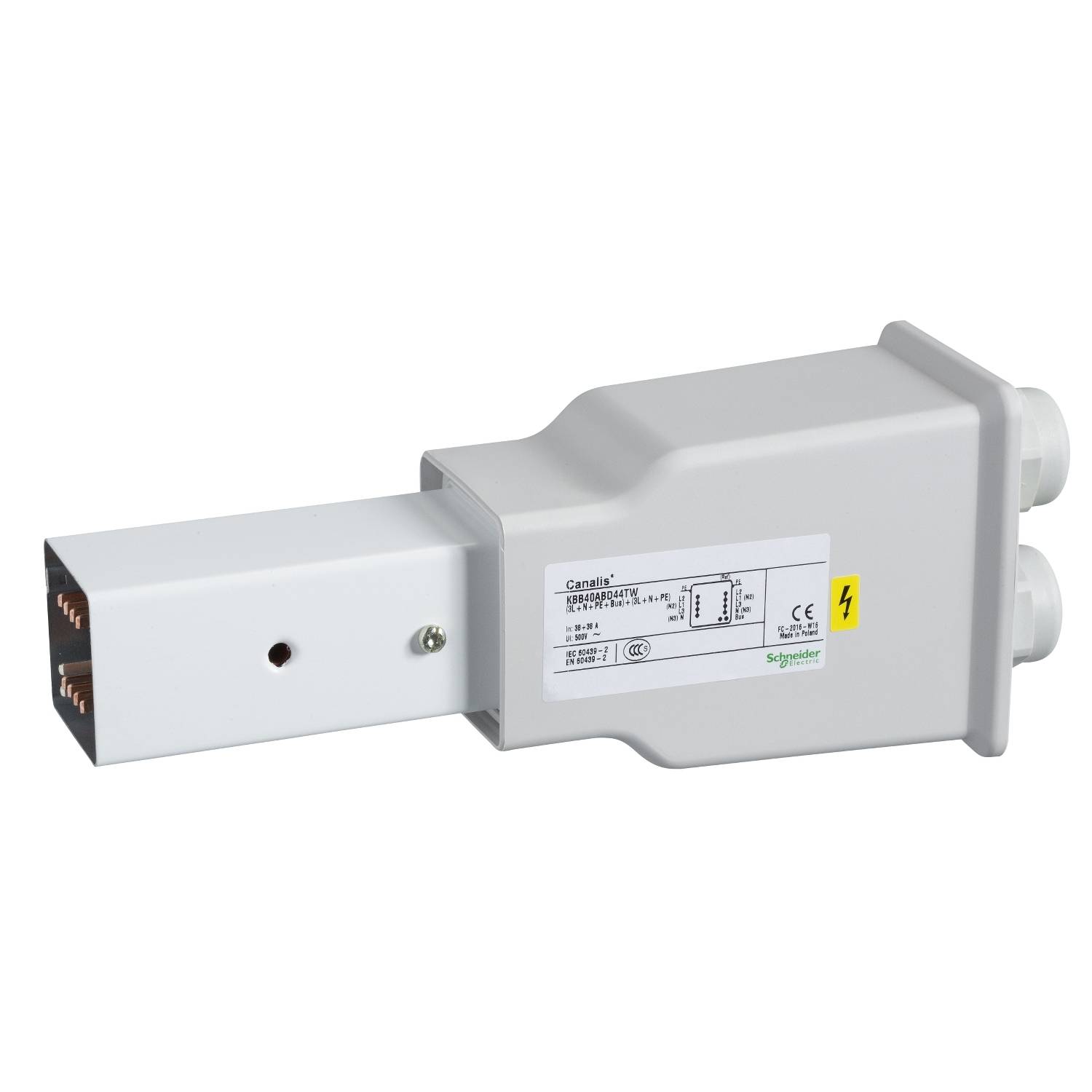 Schneider Electric KBB40ABD44TW KBB eindvoeding 40A, rechts gemonteerde montage, 2 netwerken, 3L+N+PE, afstandsbediening
