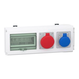 Schneider Electric KNB32CP35 GN-adapter voor uitgaande voeding, 32A, leeg voor 8 te + 1 CEE 3p 16A + 1 CEE 5p 16A Verdee