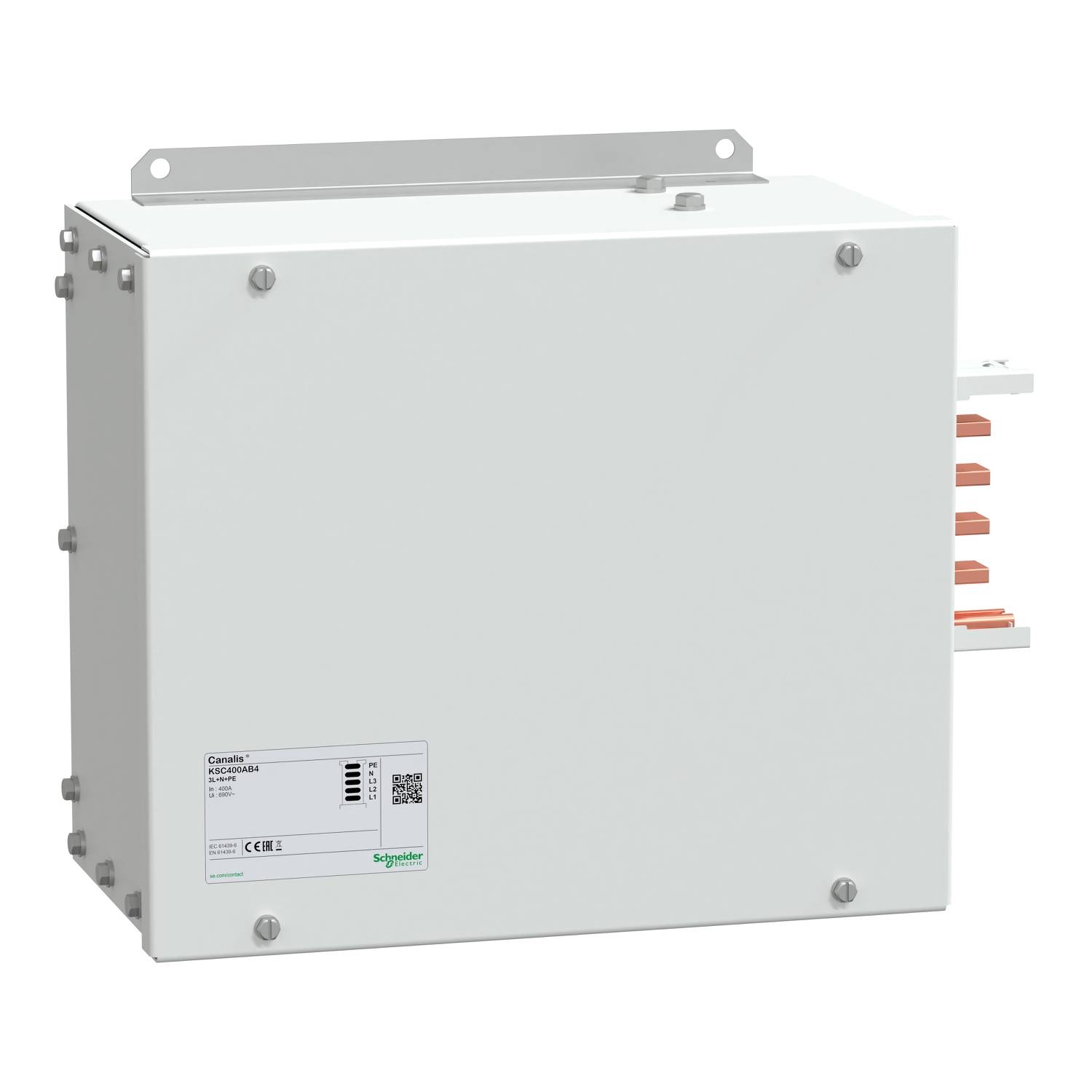 Schneider Electric KSA400AB4 KSA eindvoeding, 400A, links- + rechts-montage Eindvoeding Wit 1 stuk(s)