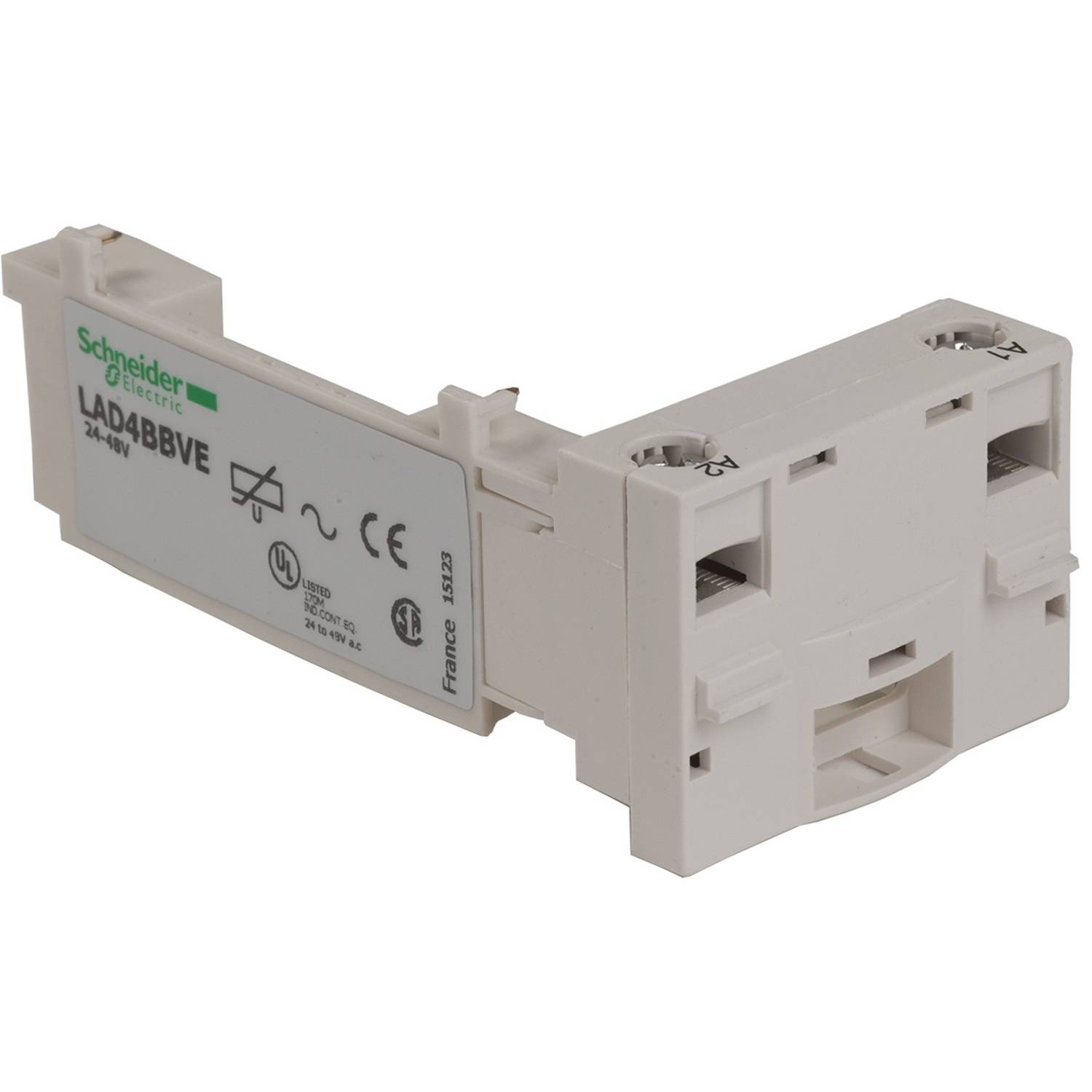 Schneider Electric LAD4BBVE Spoeladapter, Retrofit, VAR 24-48VAC, voor D09/D38 Verdeelkastaccessoire 1 stuk(s)