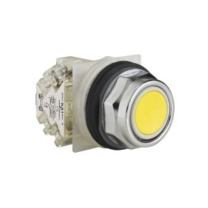 Schneider Electric 9001KR1YH13 Drukknop, geel of signaallamp type K, Ø30, rond, tastcontact, 10A, 1S+1Ö Verlichte drukto