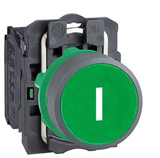 Schneider Electric XB5AA3311C0 Drukknop, compl, kunststof, tastend, groen, gelabeld I, 22 mm, 1S, in grijs Verdeelkastac