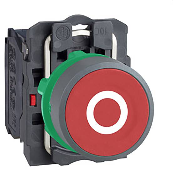 Schneider Electric XB5AA4322C0 Drukknop, compl, kunststof, tastend, rood, gelabeld O, 22 mm, 1Ö, in grijs Verdeelkastacc