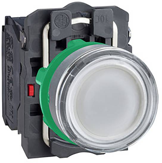 Schneider Electric XB5AW31B5C0 Verlichte druktoets, compl, kunststof, tasten, wit, 22 mm, 24 V, 1S+1Ö, in grijs Verlicht