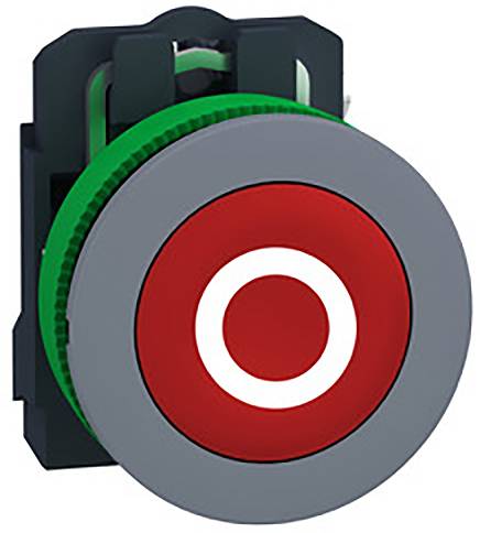 Schneider Electric XB5FA4322C0 Drukknop, compl, kunststof, schakelend, rood, met opschrift O, 30 mm, 1Ö, in grijs Verdee
