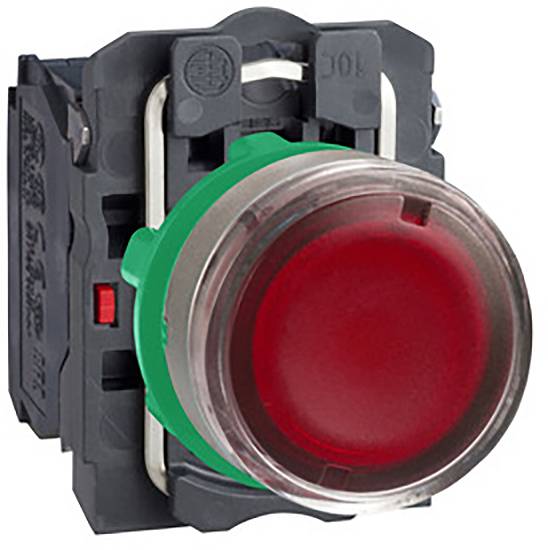 Schneider Electric XB5AW34G5C0 Verlichte druktoets, compl, kunststof, tastend, rood, 22 mm, 120 V, 1S+1Ö, in grijs Verli