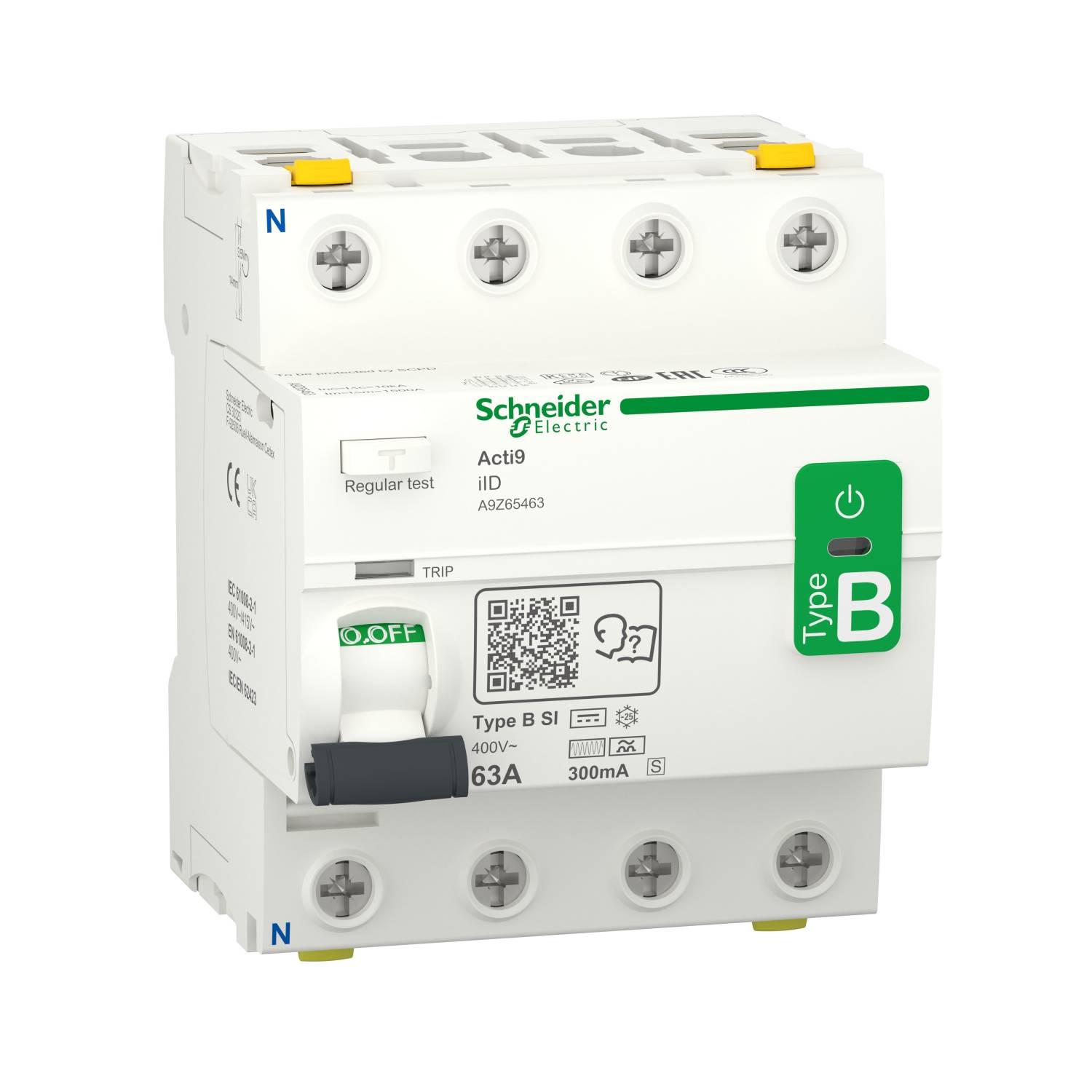 Schneider Electric A9Z65463 Aardlekschakelaar Aardlekschakelaar voor AC/DC B 63 A 0.3 A
