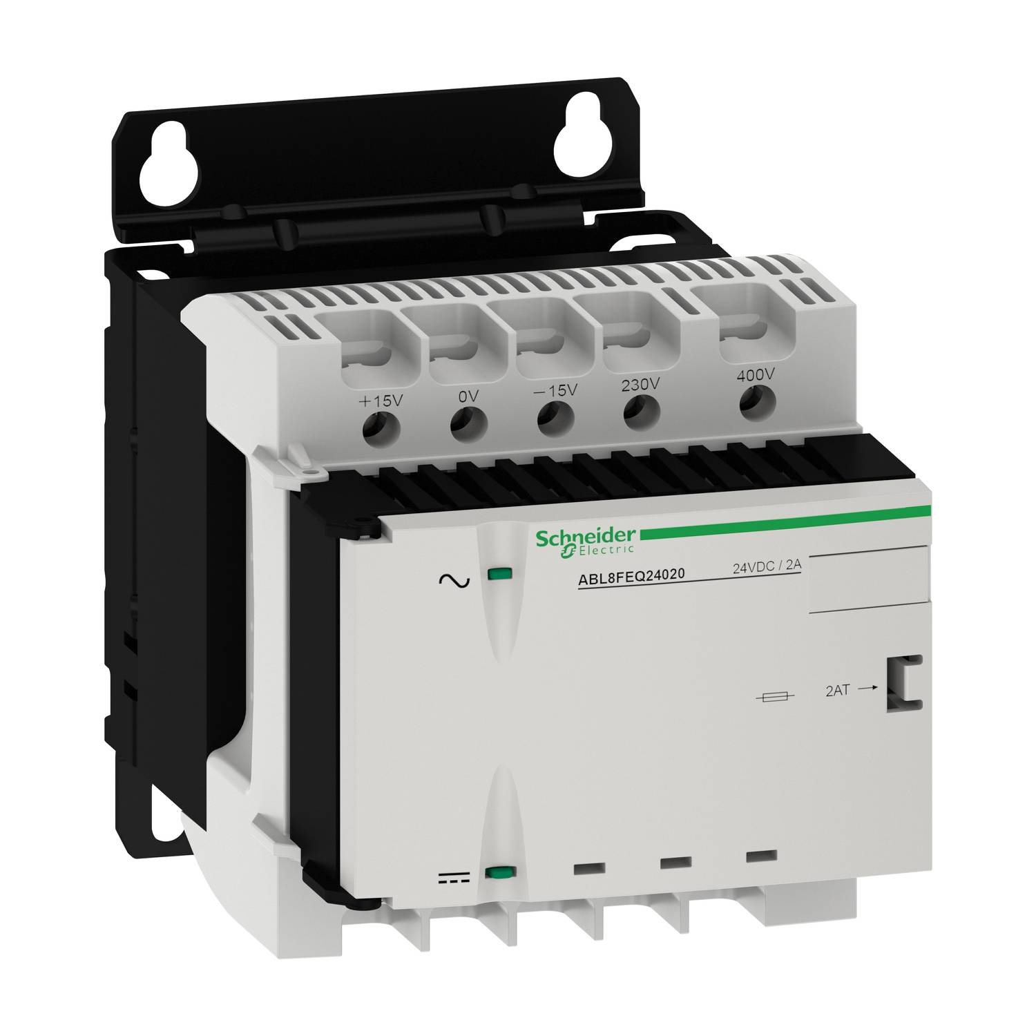 Schneider Electric ABL8FEQ24020 Gelijkrichter. U. gezeef, 1-/2-fasig, 230/400 VAC, 24 VDC, 2 A, 48 W. Verdeelkastaccesso