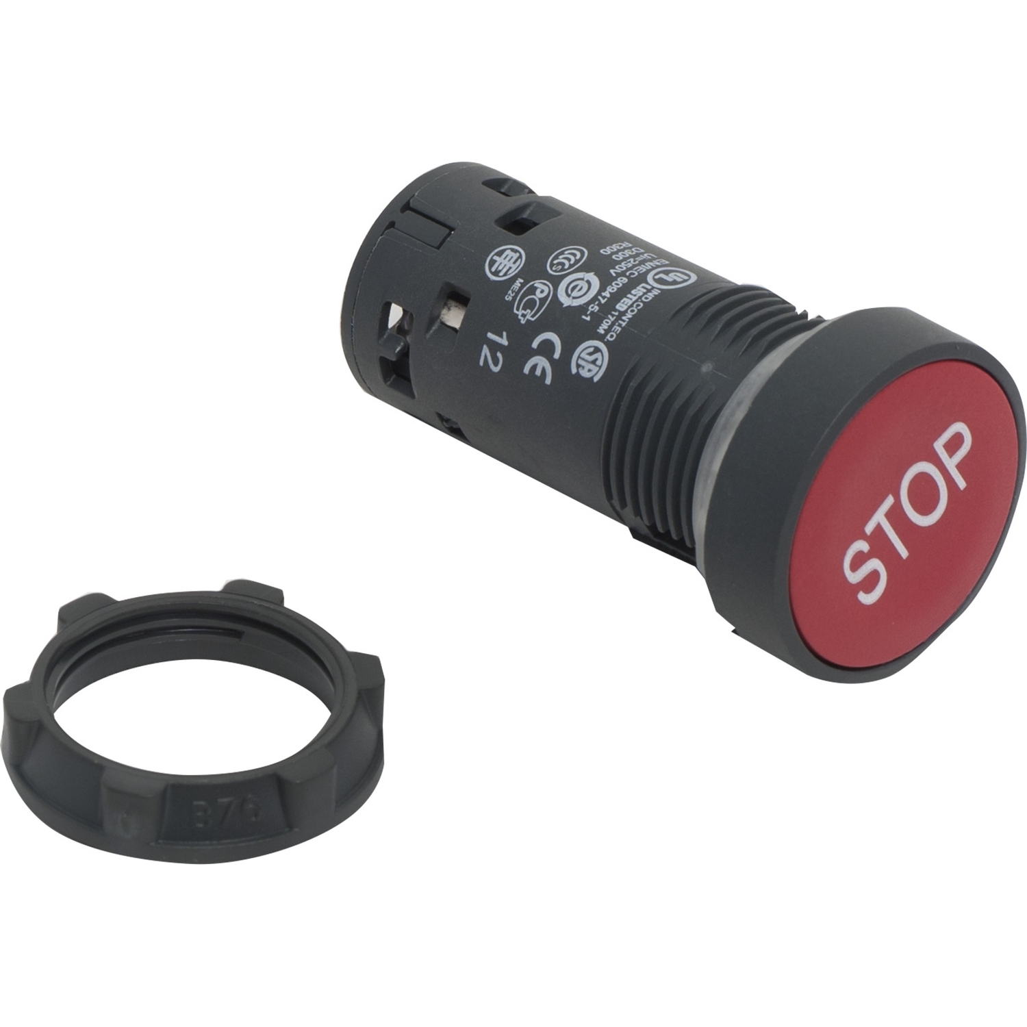 Schneider Electric XB7NA4234 Drukknop, Harmony XB7, monoblock, kunststof, Ø22mm, rood, 1Ö, schroefklem, STOP Verdeelkast