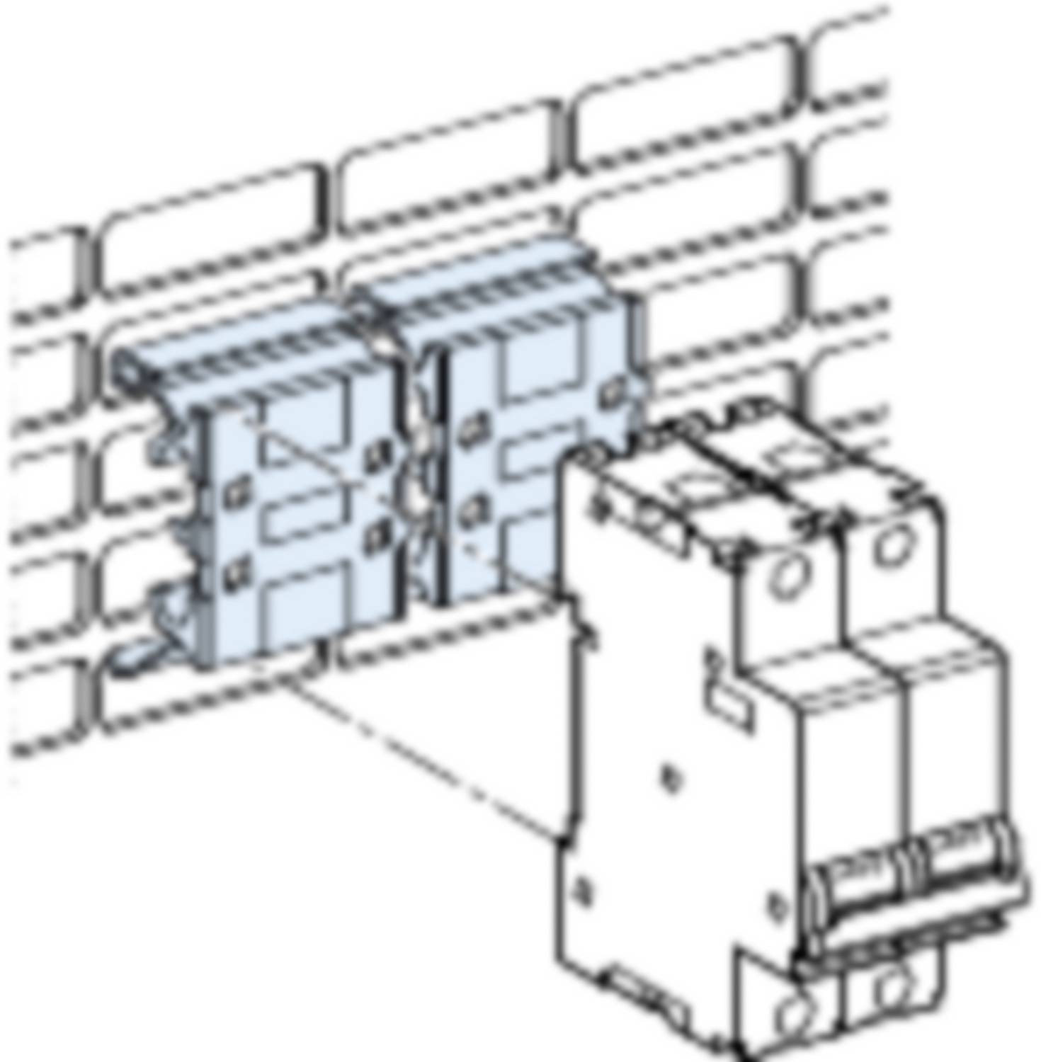 Schneider Electric LVS04224 PrismaSeT-P, DIN-rail, adapter voor geperforeerde platen, breedte = 27mm, hoogte = 10mm, (5