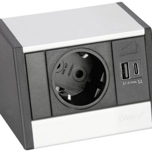 EVOline 1598 0001 5400 Bureaustekkerdoos Zwart, Zilver Zonder stekker