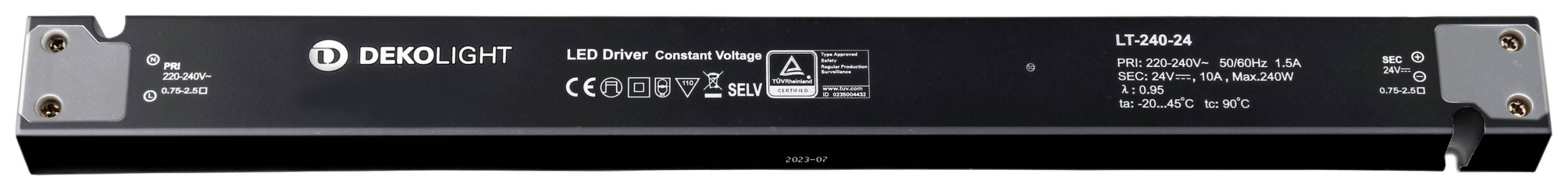 Deko Light LONG-FLAT LED-driver Constante spanning 240 W 24 V 1 stuk(s)