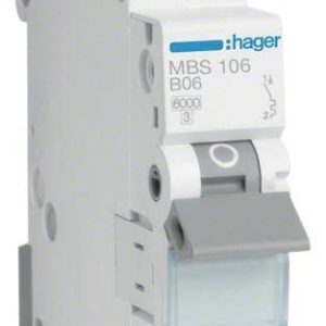 Hager MBS106 Zekeringautomaat 1-polig 6 A 400 V Hager MBS106 Zekeringautomaat 1-polig 6 A 400 V