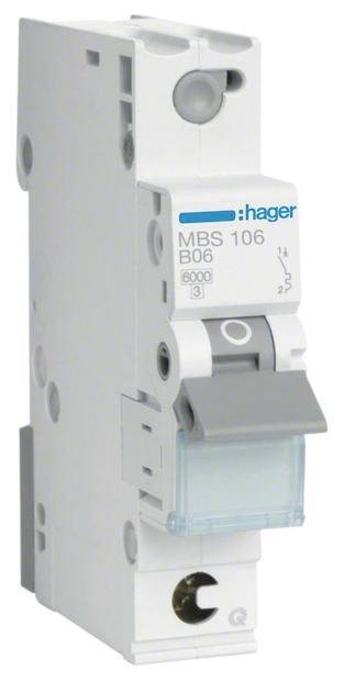 Hager MBS106 Zekeringautomaat 1-polig 6 A 400 V