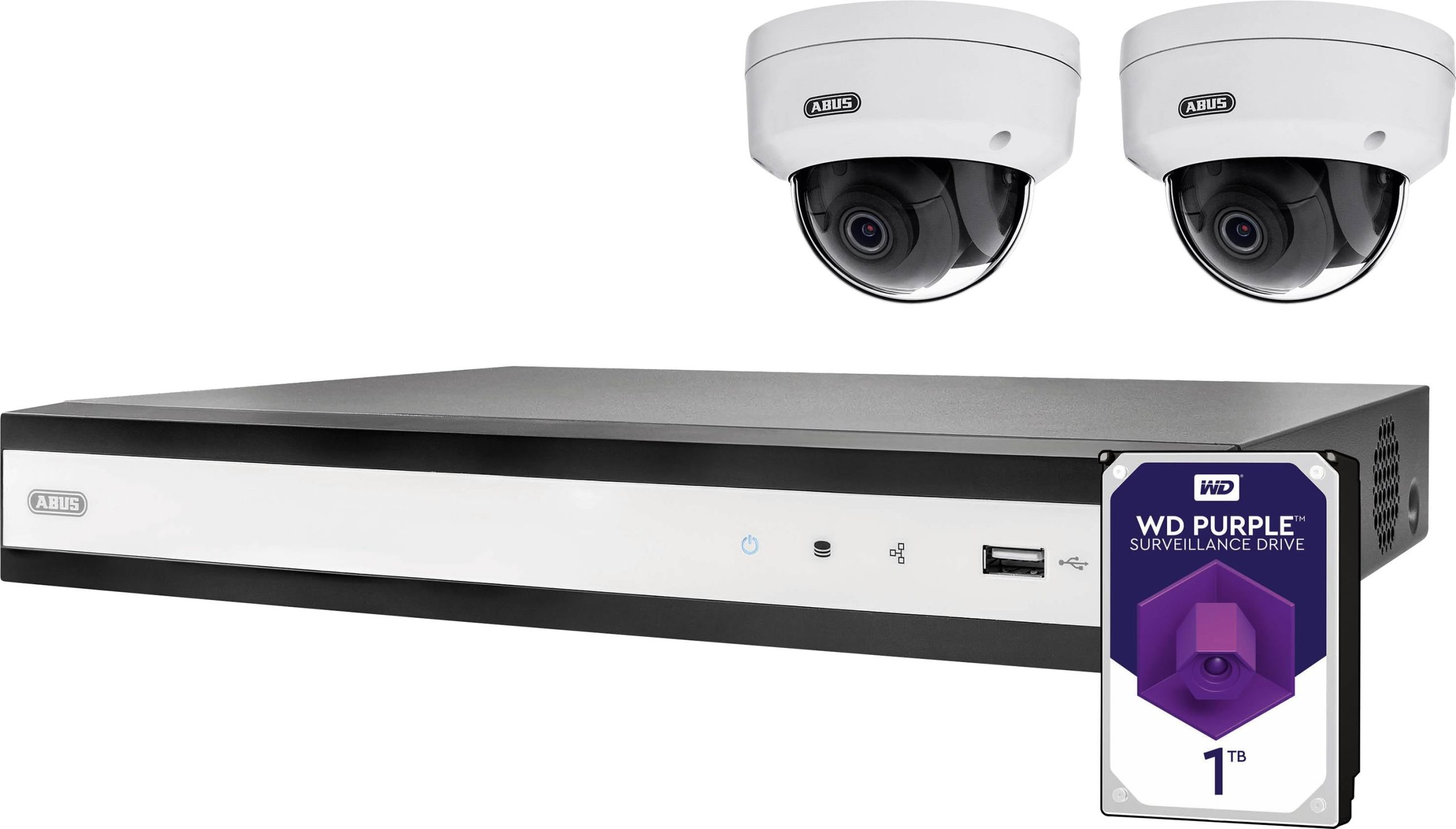 ABUS Performance Line 4-Kanal PoE Set TVVR36422D IP-Bewakingscameraset LAN 4-kanaals Met 2 camera's 1920 x 1080 Pixel