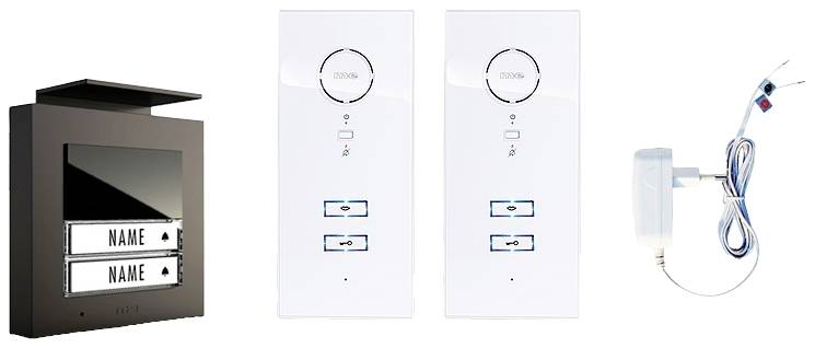 m-e modern-electronics ADV-10201 AW Complete set voor Deurintercom Kabelgebonden Antraciet, Wit