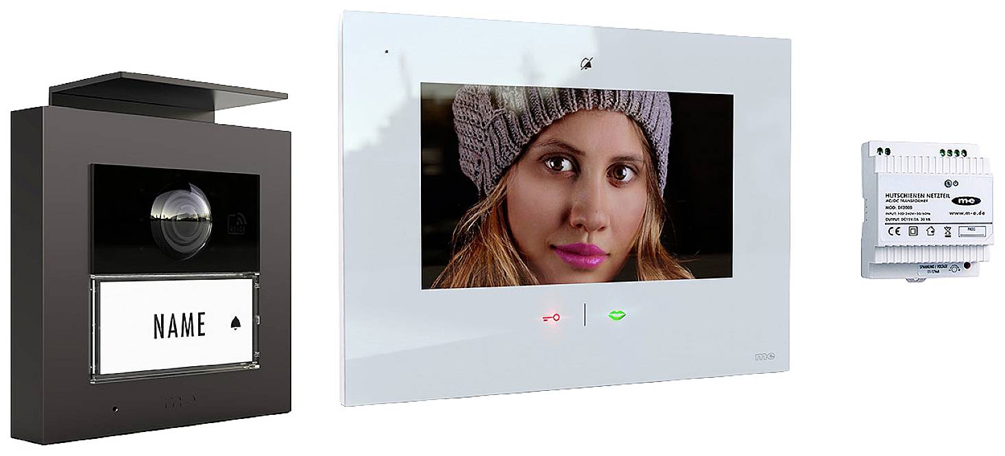 m-e modern-electronics VDV-20109 AW Complete set voor Video-deurintercom 4-draads Antraciet, Wit
