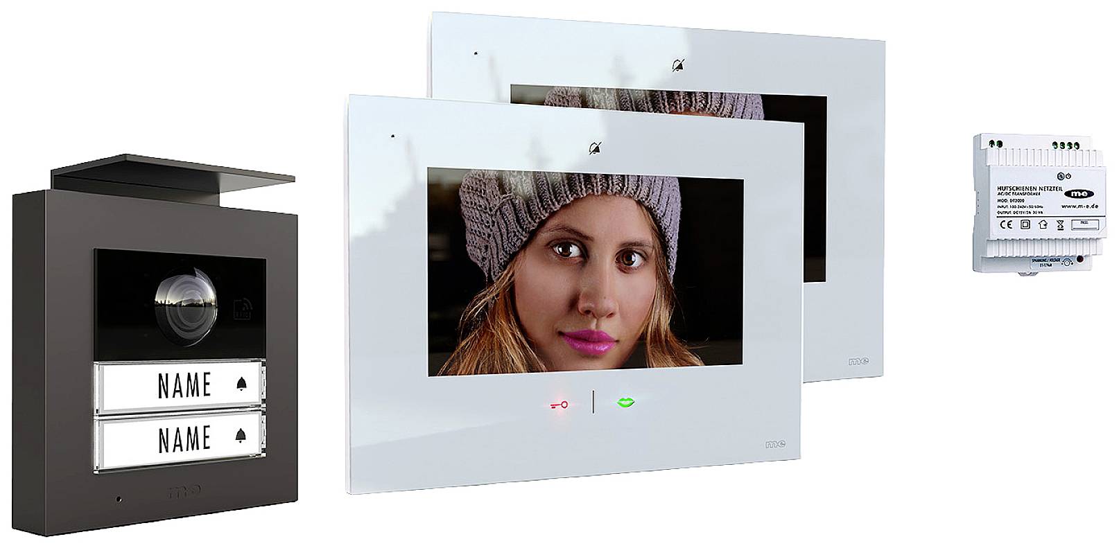 m-e modern-electronics VDV-20209 AW Complete set voor Video-deurintercom Kabelgebonden, WiFi Antraciet, Wit