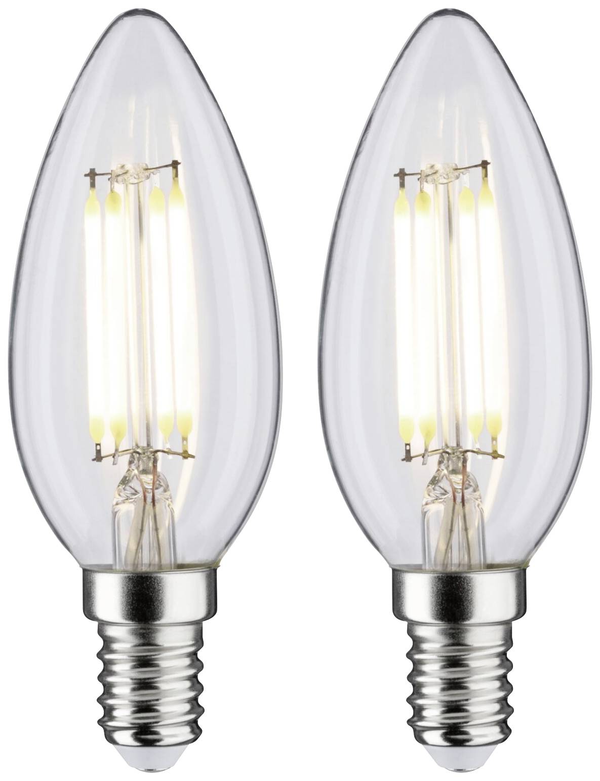 Paulmann 70453 LED-lamp Energielabel F (A - G) E14 Kaars 4.8 W Neutraalwit (Ø x h) 35 mm x 98 mm 2 stuk(s)