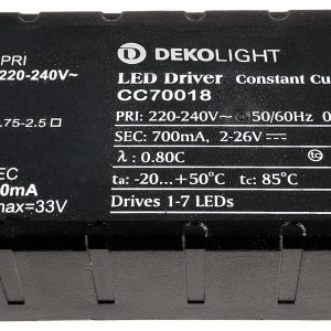Deko Light BASIC, CC, CC70018/18W LED-transformator Constante stroomsterkte 18 W 700 mA 2 – 26 V 1 stuk(s)