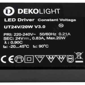 Deko Light FLAT, CV, UT24V/20W LED-driver Constante spanning 20 W 0 – 830 mA 24 V 1 stuk(s) Deko Light FLAT, CV, UT24V/20W LED-driver Constante spanning 20 W 0 – 830 mA 24 V 1 stuk(s)