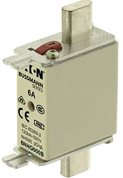 Eaton 6NHG000B NH-zekering Met mechanische beveiligingsweergave Afmeting zekering : 000 6 A 500 V 3 stuk(s)