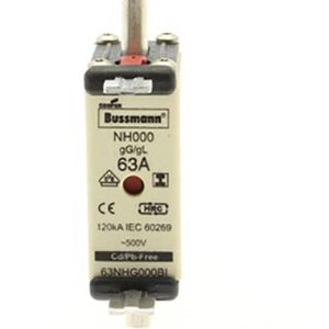 Eaton 63NHG000BI NH-zekering Met mechanische beveiligingsweergave Afmeting zekering : 000 63 A 500 V 3 stuk(s) Eaton 63NHG000BI NH-zekering Met mechanische beveiligingsweergave Afmeting zekering : 000 63 A 500 V 3 stuk(s)