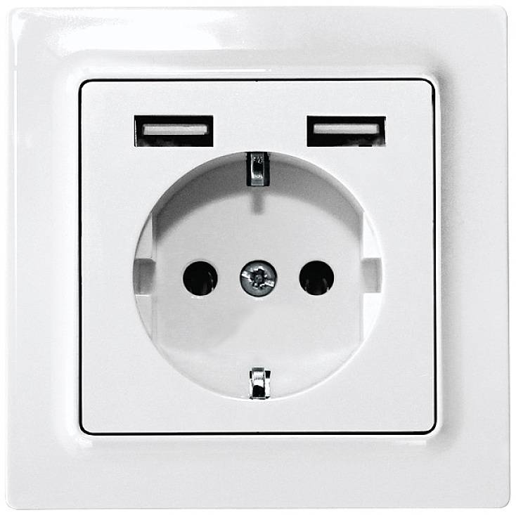 Eltako DSS55E+2xUSBA-wg Stopcontact Inbouw (in muur), Schroefbevestiging