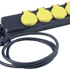 Heitronic 45058 Stekkerdoos zonder schakelaar Zwart/geel Aanraakbeveiliging