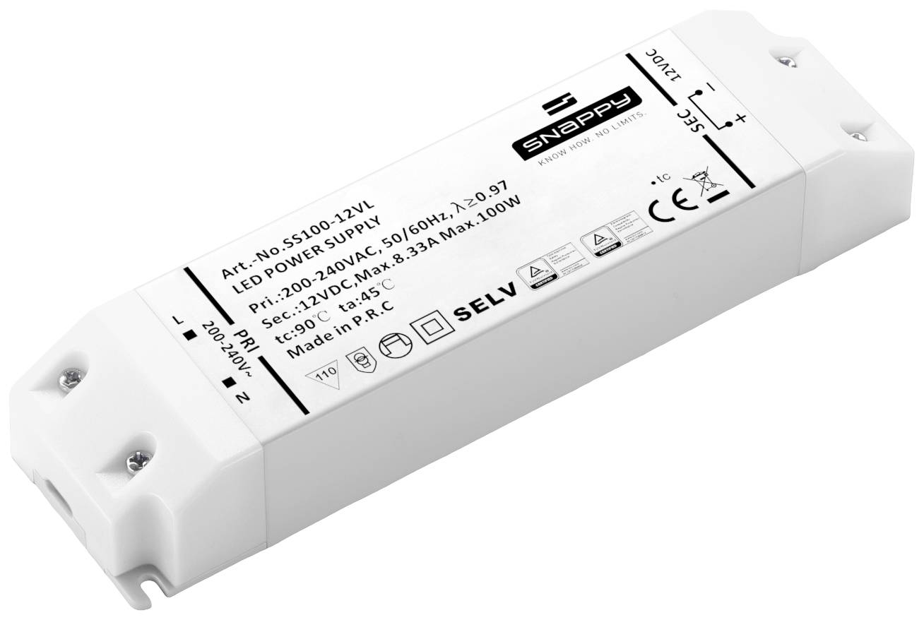 Dehner Elektronik SS 100-12VL LED-transformator, LED-driver Constante spanning 100 W 8.3 A 12 V/DC Overbelastingsbescher