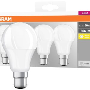 OSRAM HOMELIGHTING 4058075819511 LED-lamp Energielabel F (A – G) B22d Peer 8.5 W = 60 W Warmwit (Ø x l) 60 mm x 107 mm 4 OSRAM HOMELIGHTING 4058075819511 LED-lamp Energielabel F (A – G) B22d Peer 8.5 W = 60 W Warmwit (Ø x l) 60 mm x 107 mm 4