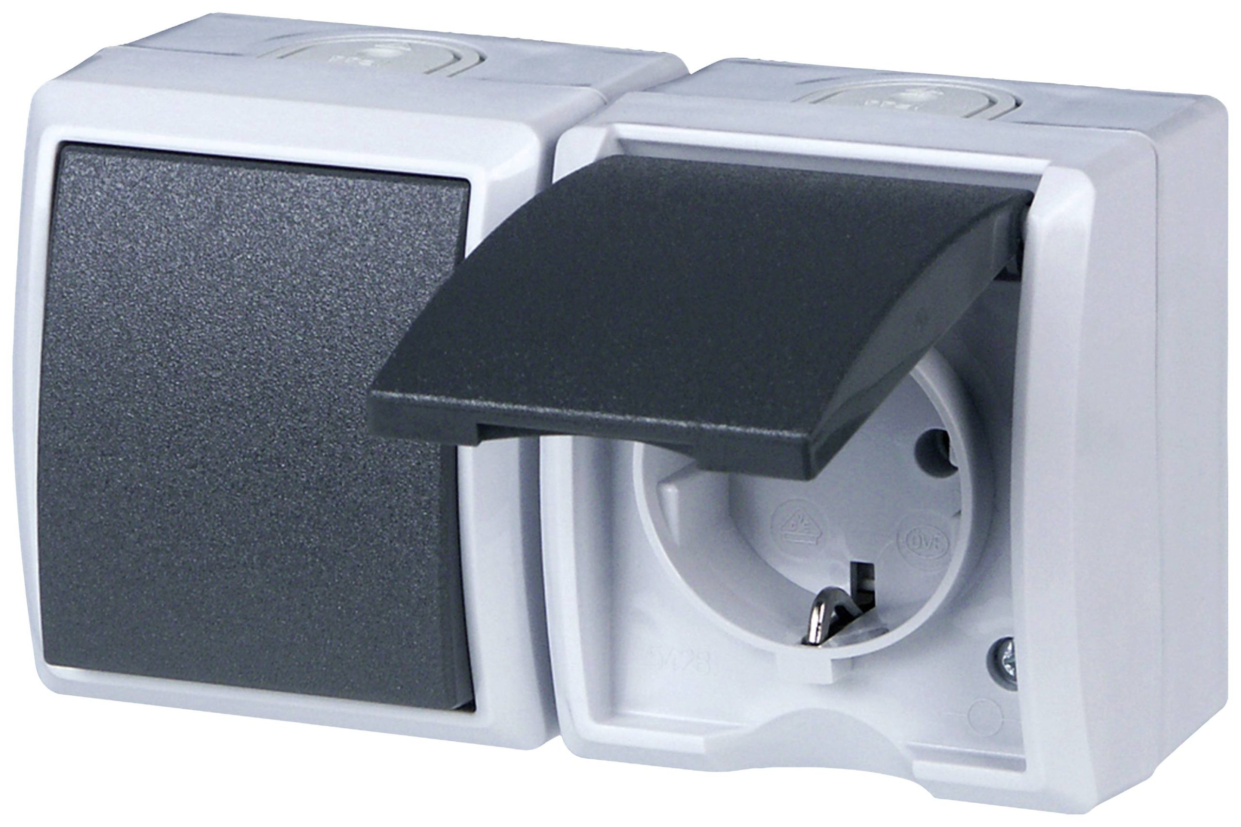 REV 0510231777 Schakel-/stopcontact combinatie Compleet AquaForm Lichtgrijs 1 stuk(s)